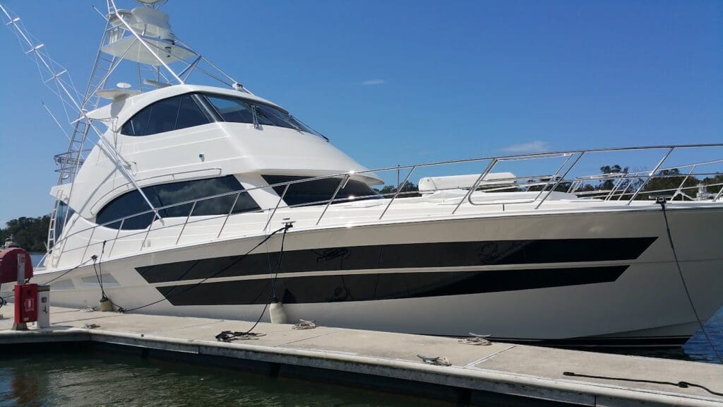 Marine vessel windows with professional film installation.