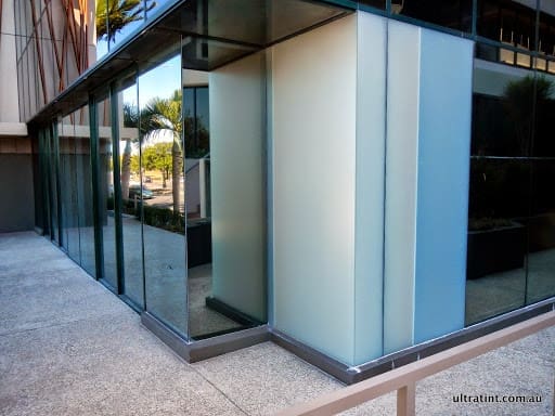 Commercial glazing fitted with safety and security film.